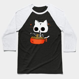 Cat Skeleton Ramen Baseball T-Shirt